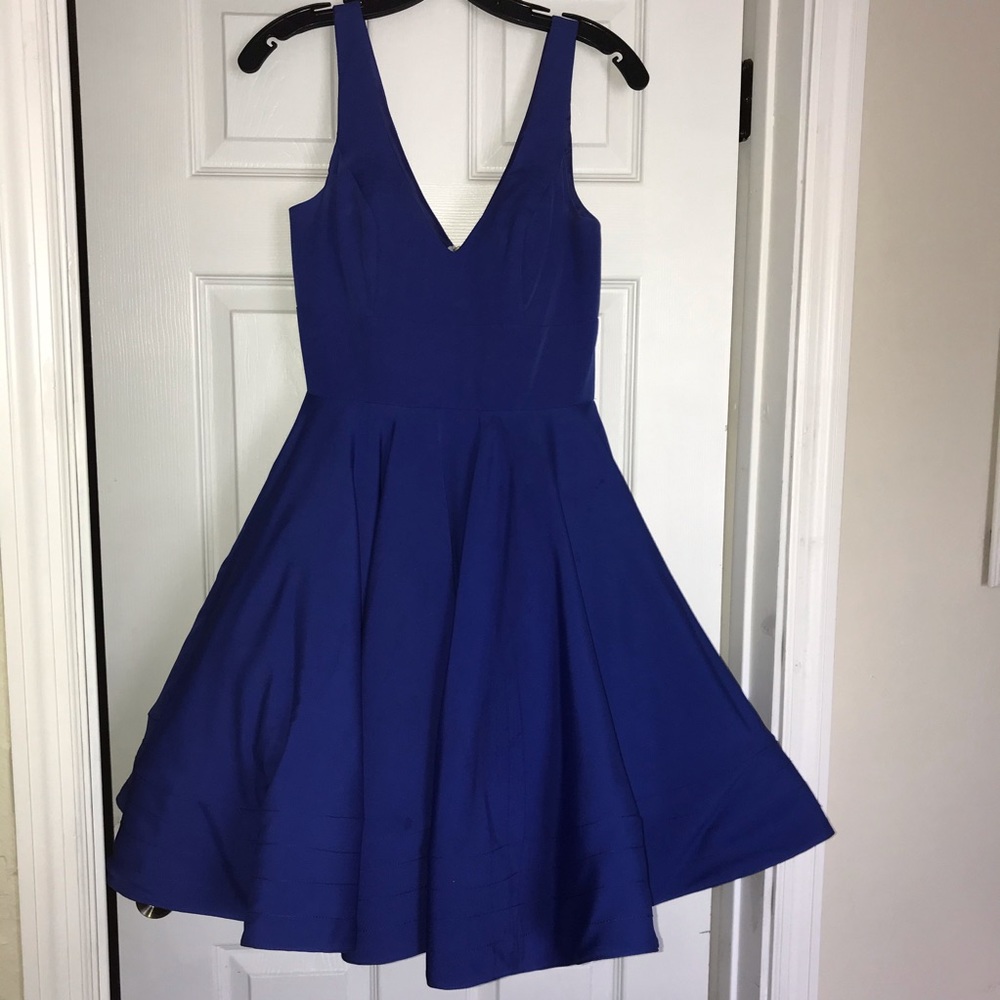 Ieena for Mac Duggal V-Neck Flutter Dress